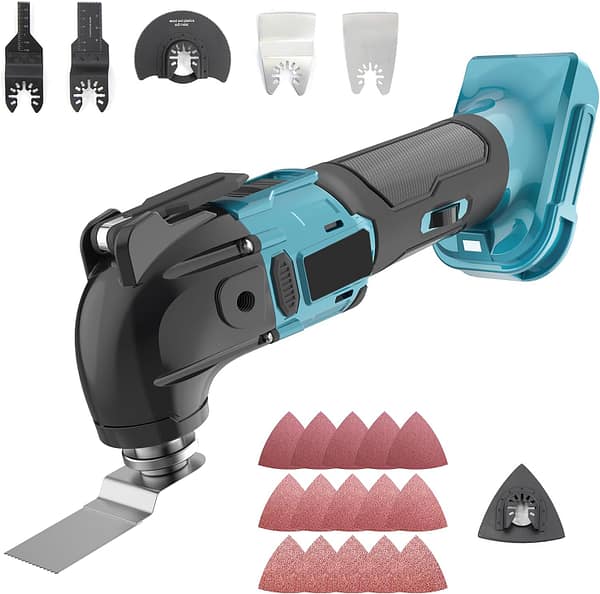 Oscillating Multi Tools Cordless Compatible with Makita 18V Battery, 300W Brushless Multifunction Oscillating Saw with 22 Pcs Accessory Kit Sanding/Cutting Wood/Plastic | Tool Only