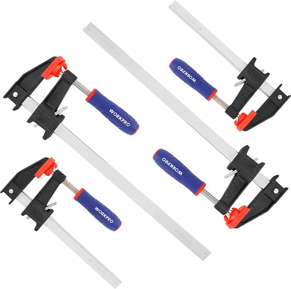 WORKPRO Professional Clamps for Woodwork Heavy Duty, 4-Pack 150mm & 300mm F Wood Clamps Quick-Release, Ideal for Woodworker Metalworker Carpenters Hobbyist