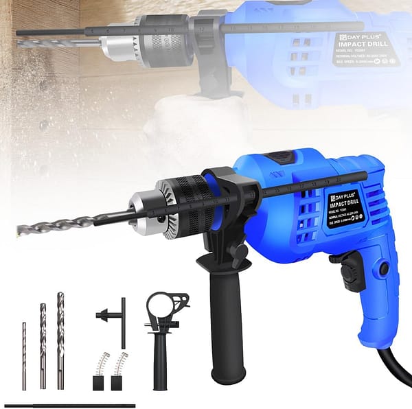 Electric Hammer Drill Corded 850W, Power Hammer Drill with 360° Rotating Handle, Variable Speed, 13mm Metal Chuck, Depth Gauge, Impact Hammer Drill with 3pc Cement Drill Bits for Wood Metal Concrete