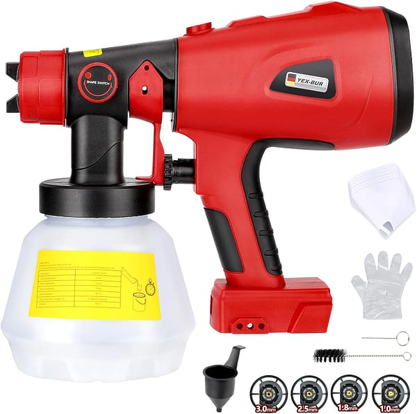 YEX-BUR Cordless Paint Sprayer for Milwaukee m18 18V Battery Handheld HVLP Spray Gun Easy to Spray for Furniture Fence Cars Walls DIY Works House Painting