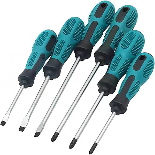 6 Piece Soft Grip Screwdriver Tool Set with Bag | 3 Cross-Head Screwdriver+3 Flat Heads | Magnetic Precision DIY Hand Tools Screw Driver Kit for DIY,Repairing,Crafting