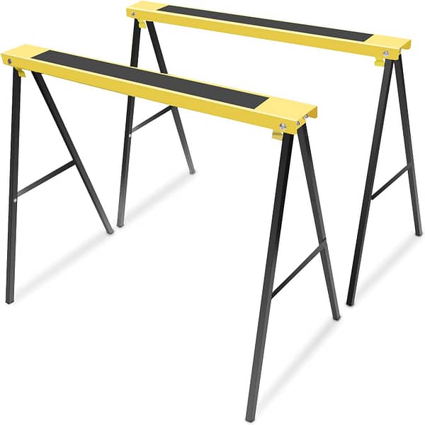 2Pcs Folding Legs Heavy Duty Steel Sawhorse Portable Saw Horse Table Non Slip Trestle Stands Work Support