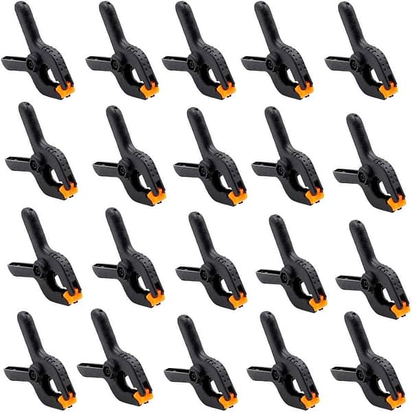 DRERIO 20 Pcs Clamps Mini Strong Spring Clamps Clips Nylon Wood Gripper Traceless Clamps Set for Home Improvement, Wood Working Projects and Photography Studios(2 inches)