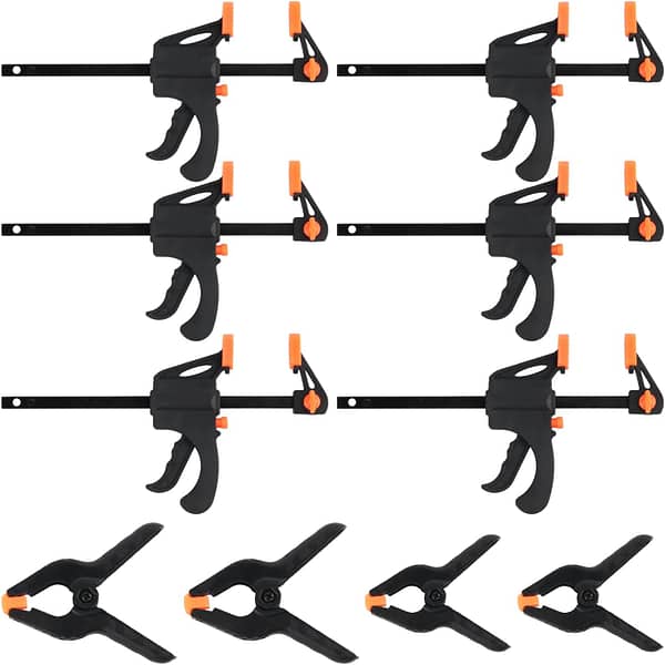 6 Pcs 4 Inch Clamps for Woodwork Clamps, Quick Grip Clamps and 4 Pcs Spring Clamps for Woodworking Clamps(2 & 3 Inch), Carpentry Bar Clamps, Jaws Ratchet Wood Clamps Set for Carpentry DIY Projects