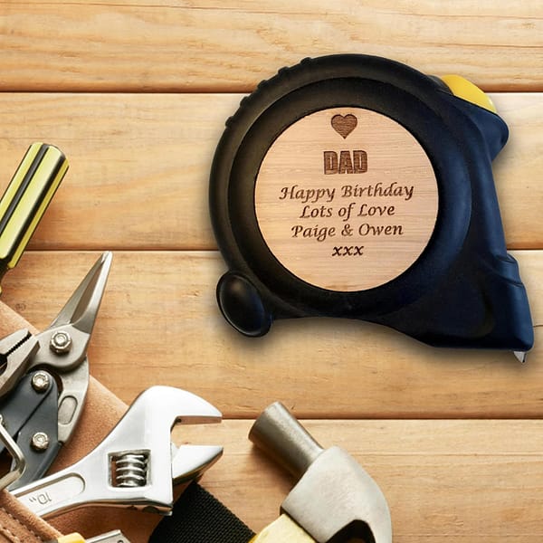 Personalised Engraved Fathers Day Tape Measure Tool Gift For Husband Dad Boyfriend Fiance Funny Present Papa Engraved Wood DIY