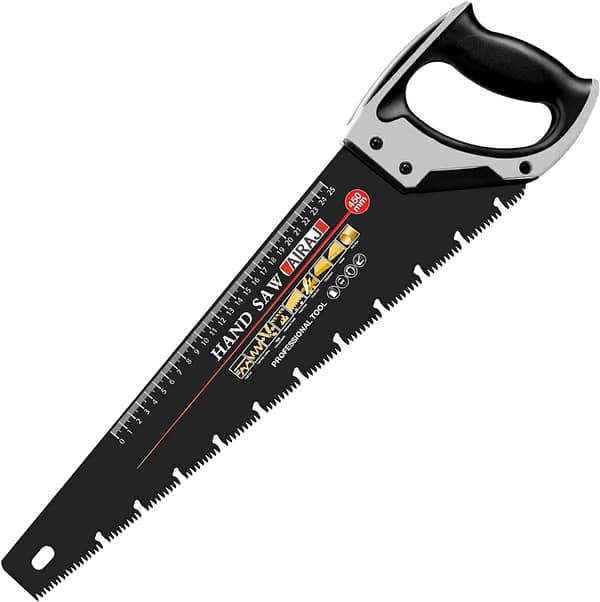AIRAJ 450MM Hand Saw, 8TPI Fine Cutting Heavy Duty Wood Saw, Unique Ω Type Chip Flutes, Comfortable Non-Slip Handle, Professional Pruning Saw for Cutting Wood and Garden Trimming