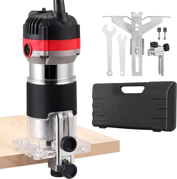 JUSTOOL Wood Trimmer Compact Router 800W 30000R/MIN Electric Hand Trimmer Wood Laminator Router Tool Set with Case, Professional Hand Trimmer Tool Set for Wood Crafting Work