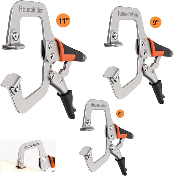 Housolution C Clamps, [3 Pack]6Inch+9Inch+11Inch Face Clamp Welding Clamps, C-Clamp Locking Pliers with Swivel Pads, Heavy Duty C Clamp Set&Tool Vise Grip Wood Tools for Woodworking, Aligning, Welding
