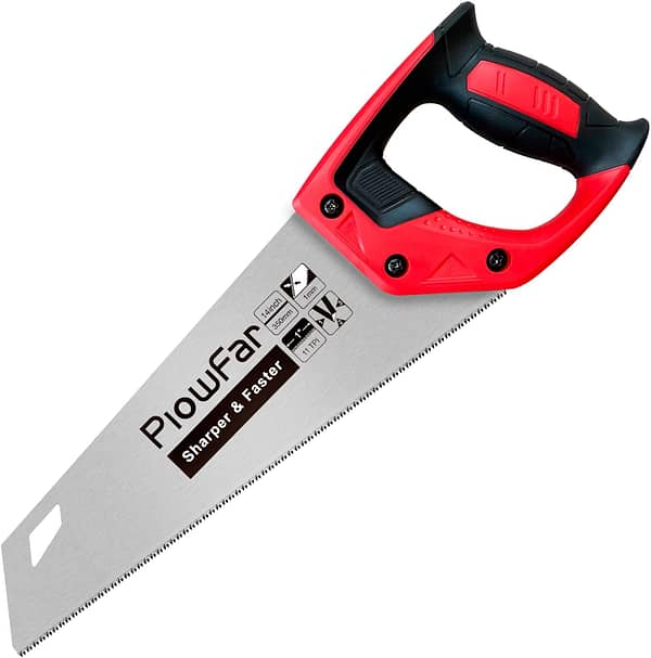 PLOWFAR 350mm Universal Hand Saw 11 TPI Fine Cut Wood Saw 14 inch Universal Saw for Woodworking, Red