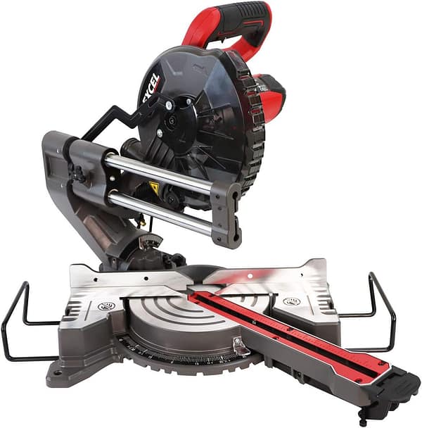 Excel 216mm Compound Mitre Saw Sliding Bevel Cut with Laser 1500W/240V with Laser - Variable Speed 5000RPM - Mitre Cut 155 x 70mm - Compound Cut 155 x 35mm - Blade - Extension Bar - Dust Bag
