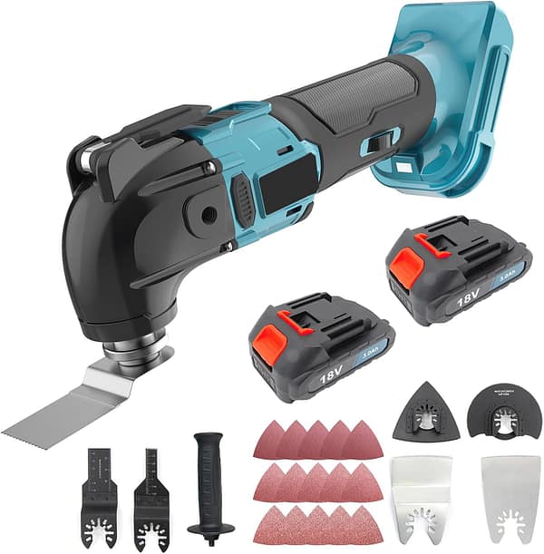 Cordless Oscillating Multi Tool Compatible with Makita 18V DTM51Z DTM52Z, Brushless Multi-Tool Cutting Sanding Tool for Wood, Plastic, Metal, Multifunction Tool with 2X 3.0Ah Battery and ONE Charger