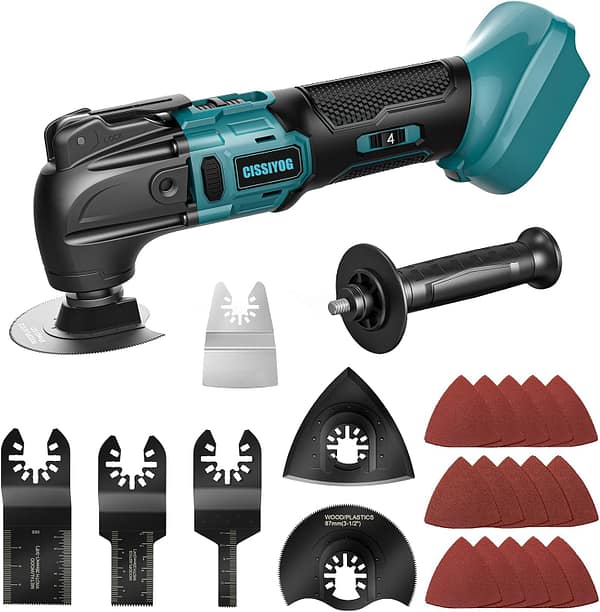 Oscillating Multi Tool Compatible for Makita 18V Battery, Cordless Brushless Multifunction Tools, 6 Variable Speed, 23 Accessories for Removal Scraping Cutting Polishing (No Battery)