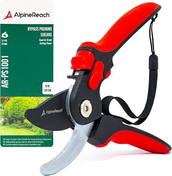 AlpineReach Bypass Secateurs for Gardening, Sharp Ergonomic Pruning Shears, Heavy Duty High Carbon Steel Blade Plant Cutting Pruner Clippers, Adjustable Soft Handle for Small & Large Hands, Gift