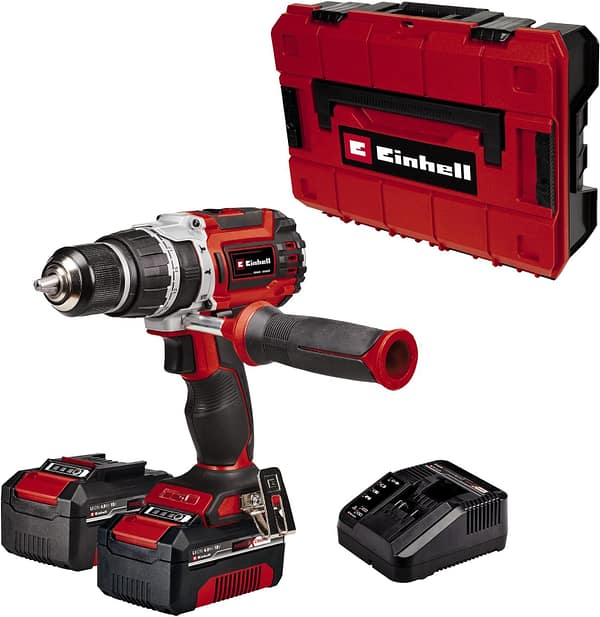 Einhell Power X-Change 60Nm Cordless Drill Driver With 2 Batteries And Charger - 18V Brushless 3-in-1 Combi Drill, Hammer Drill And Screwdriver - TP-CD 18/60 Li-i Battery Impact Drill Set