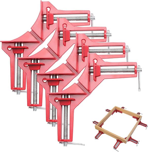 Fippy 4 Pieces 90 Degree Right Angle Clamp Joint Clamp Right Angle Vise Adjustable Wood Set for Frame Multi Photo Wedge Joinery Welding