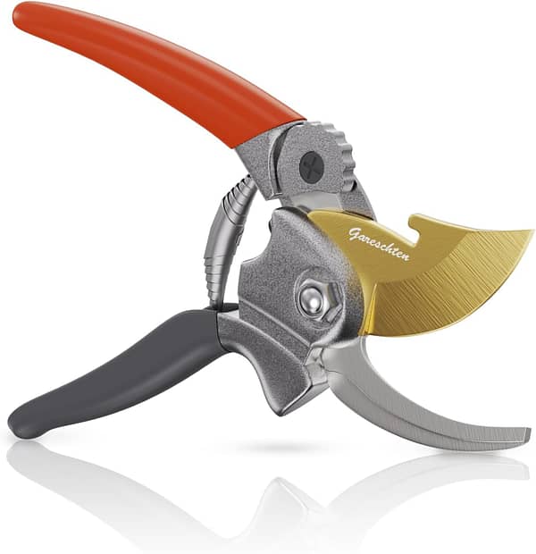 Garden Secateurs, Premium Titanium Bypass Pruning Shears, Heavy Duty Secateurs Garden Scissors High Carbon Steel SK5 Blade with Safety Lock, Scissors for Plants, Hedges, Flowers, Gardening, Trimming