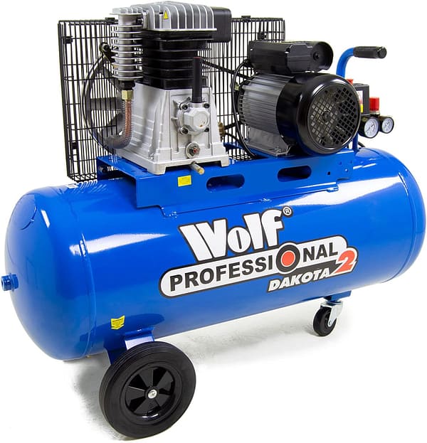100 litre Air Compressor 14.1CFM 100L 150psi Belt Driven 10 BAR 2200w 3HP Twin Cylinder Wolf Dakota 2-100" Oil Lubricated Portable 230V - 2 Years Warranty