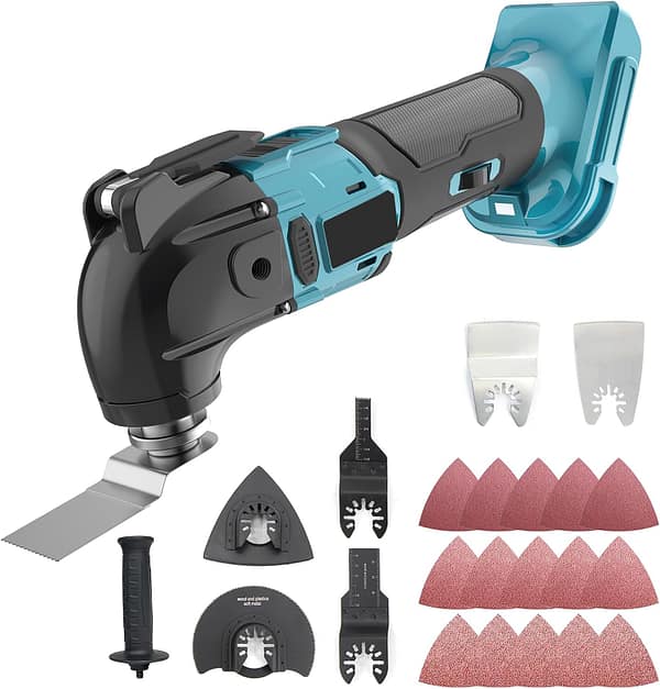 3.2° Cordless Oscillating Multi-Tool Compatible with Mikita 18V Battery Adjustable Speed Max 20500 OPM Lightweight Household Electric Multi Tool (No Battery)