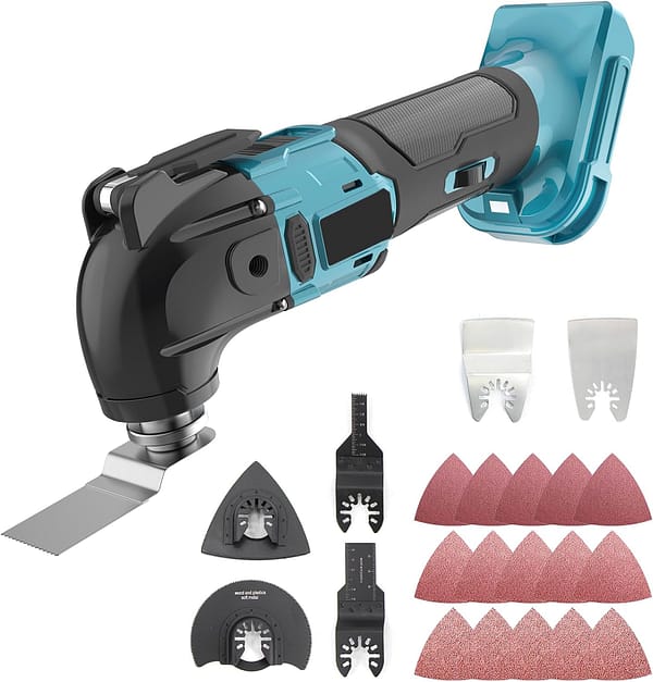 18V Li-Ion Cordless Brushless Oscillating Multi-Tool Compatible with Makita Battery 300W Electric Multifunction Tools with 22 Piece Accessory Kit（Body Only）