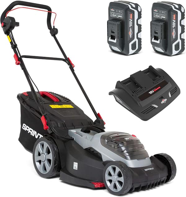 Sprint 2x18V (36V) Lithium-Ion 44cm Cordless Lawn Mower 440P18V, Powered by Briggs & Stratton, up to 640 m2, Including 2x 5Ah Battery and Dual Charger, 5 Years Warranty