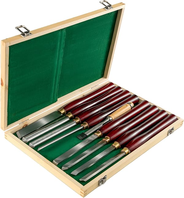 VEVOR Wood Chisel Sets 8pcs Lathe Chisels 7INCH/17CM Woodworking Chisels 9INCH Wood Lathe Tools Wood Chisels Lathe Tools Wood Tool Box for Wood Carving Root Carving Furniture Carving Lathes Red