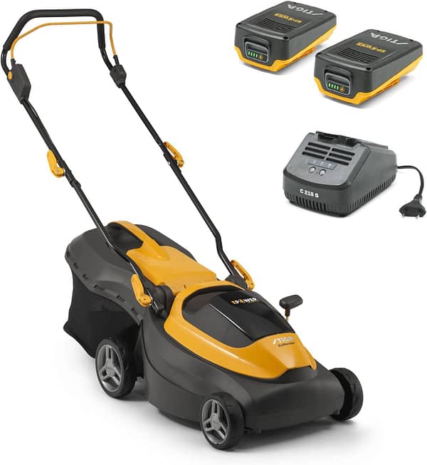 Stiga Battery-Powered Lawnmower COLLECTOR 140 AE Kit, Cutting Width 38 cm, 20 V ePower Battery (2 x 4 Ah), 550 W, Up to 350 m², 2 Batteries and Charger Included