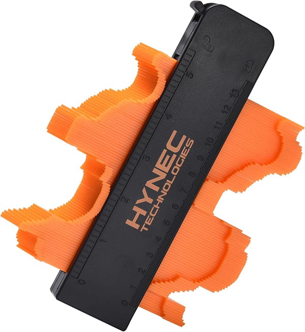 Hynec Tech Profile Gauge Tool - 13cm / 5 Inches Accurate Edge Tracing and Shaping for Woodworking and DIY Projects - Versatile Contour Gauge Duplicator for LVT Flooring and More - Black and Orange