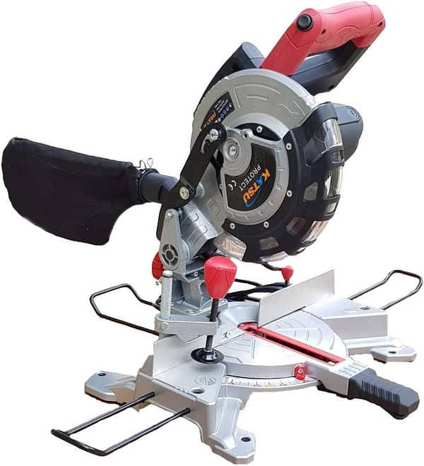 Mitre Saw, KATSU Compound Sliding Mitre Saw 210mm with 24T TCT Blade, 230V 1700W Multi-Purpose Wood Frame Cutting Machine 101502