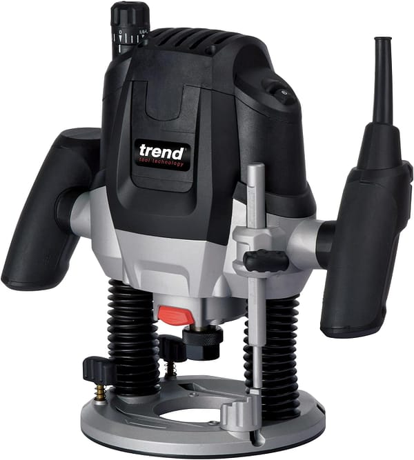 Trend T7 1/2 Inch Variable Speed Workshop Router and Kitbox, Perfect for Kitchen Fitting, Worktop Joints & Timber Profiling, 2100W, 240V, Black, T7EK