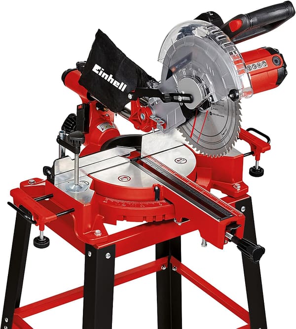 Einhell TC-SM 2531/2 U pull miter saw (1900 W, 4,800 rpm, Ø254 x ø30 mm saw blade, laser, tilting saw head, including HM saw blade), red