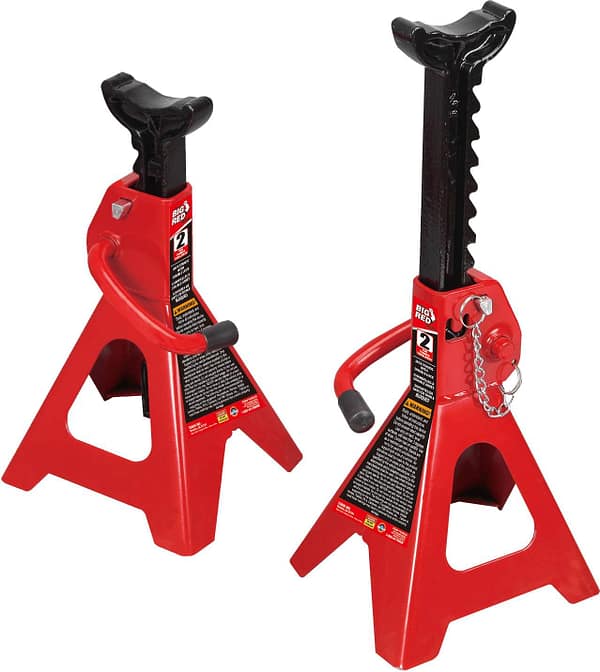 BIG RED T42002A Torin Steel Jack Stands Double Locking, 2 Ton (4,000 lb) Capacity, Red, 1 Pair