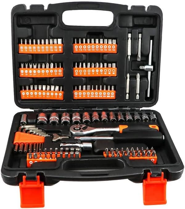 1/4" Drive Compact Socket & Bit Set, 131 Piece Metric Ratchet Sockets Screwdriver Bits and Accessory Tool Set
