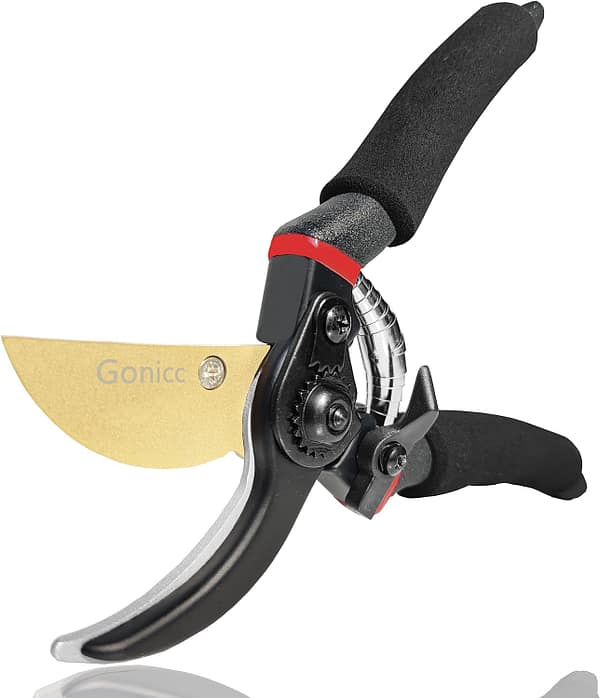 Gonicc 8" Professional Secateurs Premium Titanium Bypass Pruning Shears (GPPS-1003), Hand Pruners, Garden Clip, Hedge Shears(Gold)