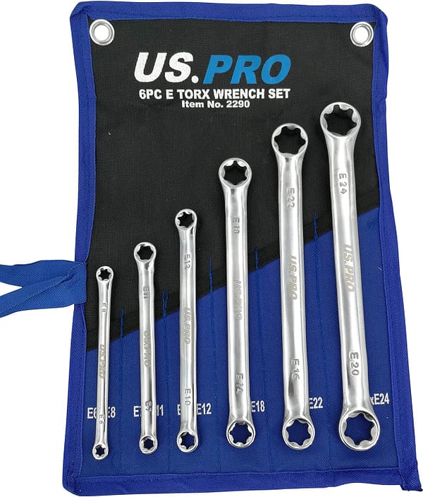 Double Ring Spanner Set E6-E24 Ring Spanner 6 Pieces. E-profile for external Torx screws