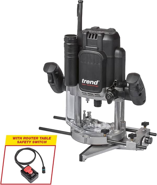 Trend T14 1/2 Inch Variable Speed Workshop Router, Perfect for Hand-Held & Router Table Use, 2300W, 240V, Black, T14EK