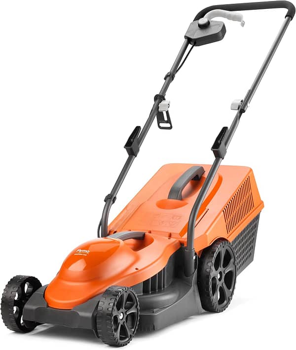 Flymo SimpliMow 320 Wheeled Electric Lawnmower - 1000 W Motor, 30 cm Cutting Width, 30 Litre Grass Box, Soft Grip Handles, Orange and Grey