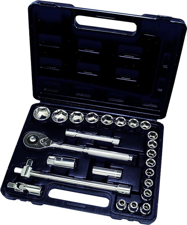 Hilka 01202502 1/2-Inch Drive Socket Set Metric (25-Piece), Black