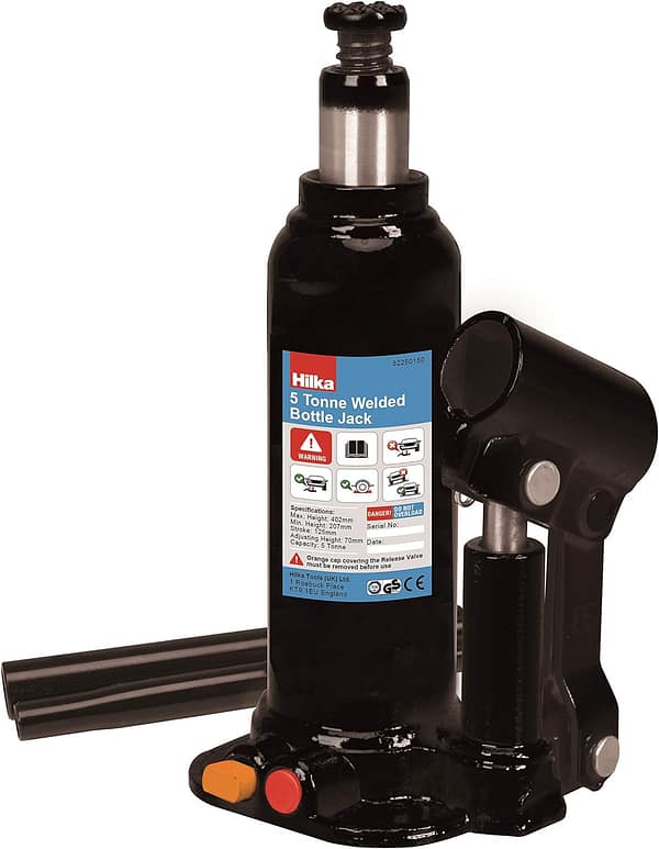 Hilka 82250150 5 Tonne Welded Bottle Jack in Case, Black, 207-402mm