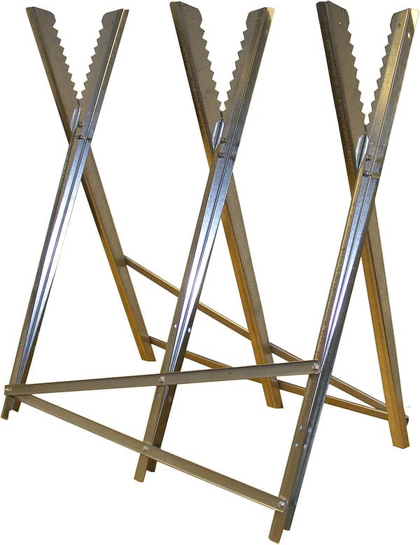 RocwooD Saw Horse Sawhorse Heavy Duty Metal Steel Foldable Adjustable Chainsaw Cutting Log Wood Stand Trestle Workmate Logging Sawing Forestry Workshop