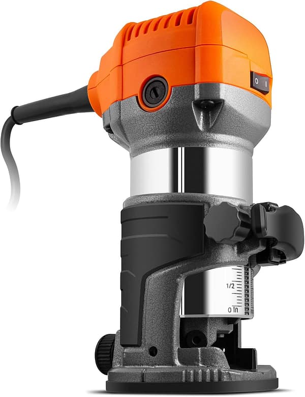 VonHaus Compact Palm Router Saw 710W - Electric Trimmer Router Corded - Chuck Collect Diameter 1/4”, 3/8” - 220V Plunge Wood Router - Trimmer Base for Wood/Laminate Flooring - 6 Speed Settings