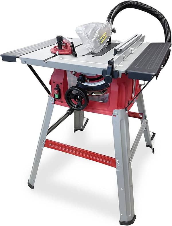 LUMBER JACK 8" Table Saw with Powerful 1500W Motor 210mm, includes Side Extensions Legstand Extraction Hose and a 24T Blade 240V