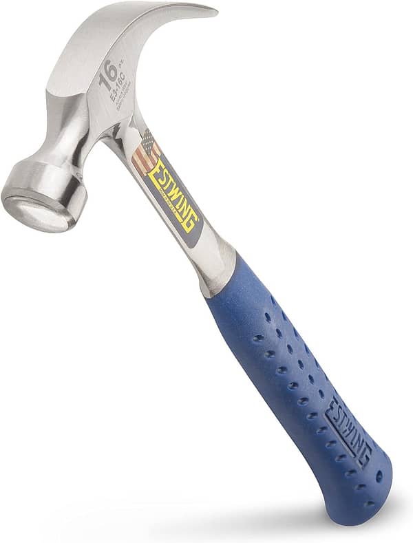 Estwing ESTE316C 14-218 16-Ounce Claw Hammer with Nylon Vinyl Cushion Grip Handle, Smooth Face, 1-Pack, Blue, White