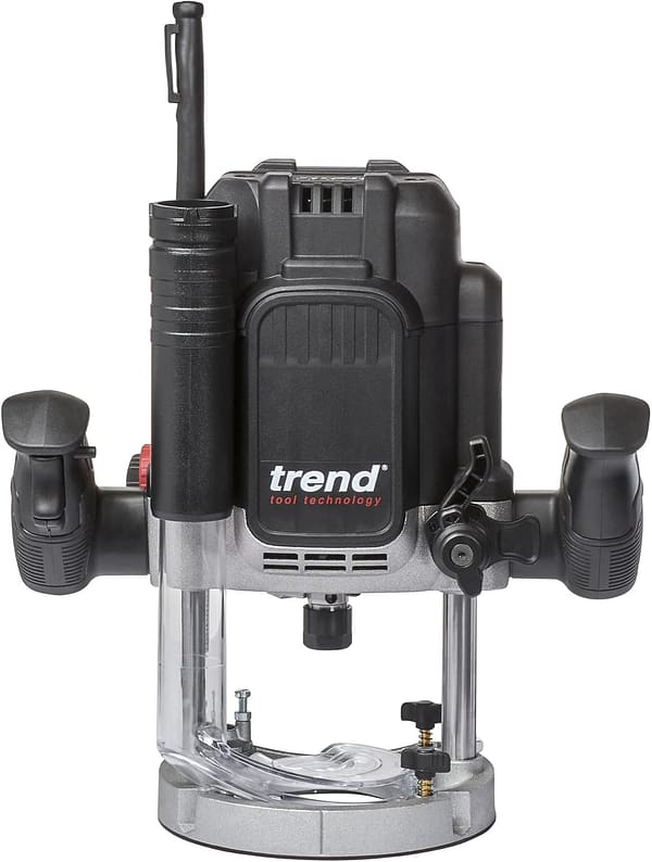 Trend T12 1/2 Inch Variable Speed Workshop Router, Perfect for Lock Fitting, Worktop Joints & Timber Profiling, 2300W, 240V, Black, T12EK