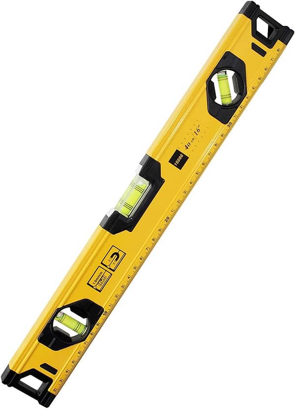 Teronbeta Aluminium Alloy Spirit Level 400 mm/16 Inch Shock Proof Torpedo Level with Magnetic Base and 3 Bubble 45°,90°,180° - Yellow/Black