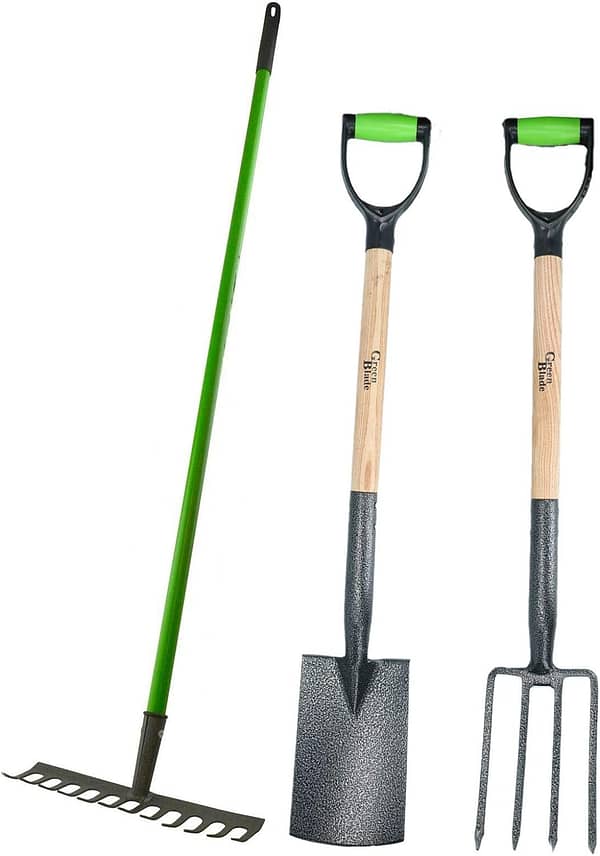 AB Tools Garden Border Fork Spade Rake Soil Gardeners Carbon Steel PVC Handles Strong