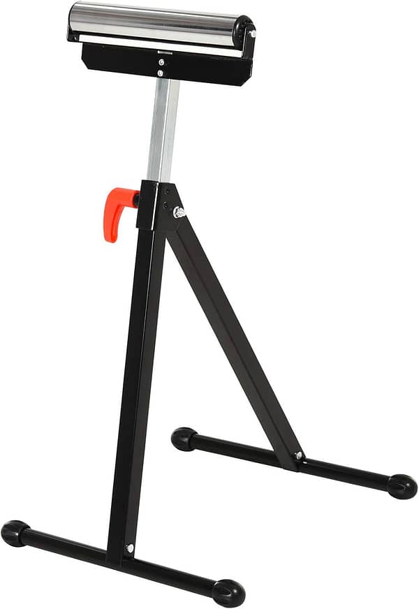 HOMCOM Folding Roller Stand, Material Support Pedestal with Ball Bearing Roller Height Adjustable Portable, Metal Construction, Black