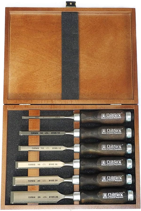 Narex Bevel Edge Chisel Set in Wooden Box, Set of 6 pcs