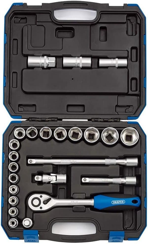 Draper 16362 1/2-Inch Square Drive Metric Socket 24 Piece Set
