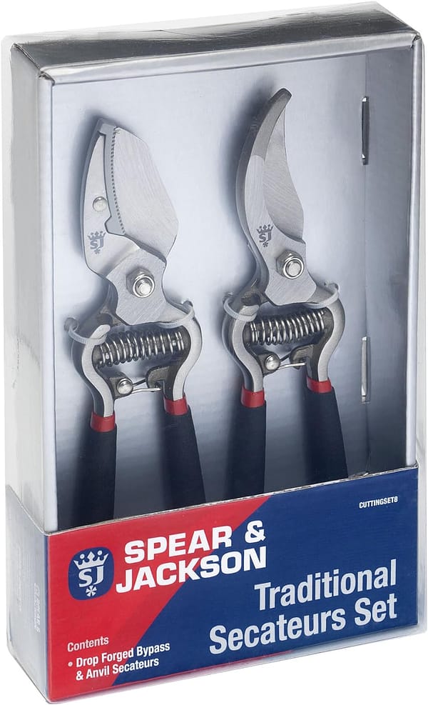 Spear & Jackson CUTTINGSET8 Traditional Bypass & Anvil Secateur Set, Black